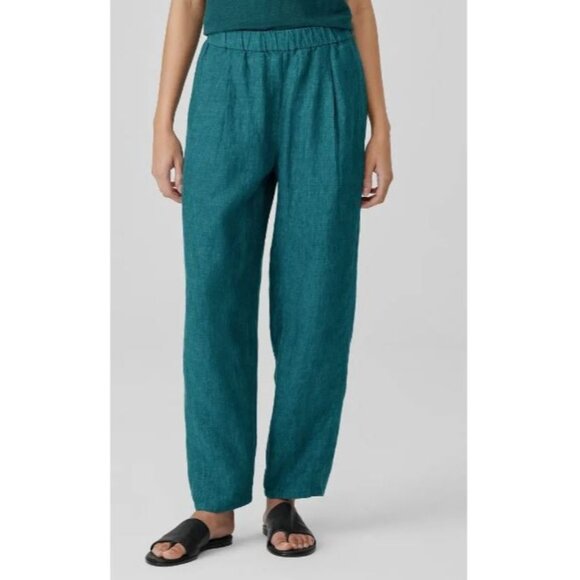 Eileen Fisher Pants - #1071 Eileen Fisher NWT Organic Linen Pleated Lantern Ankle Pants Size 3X Green